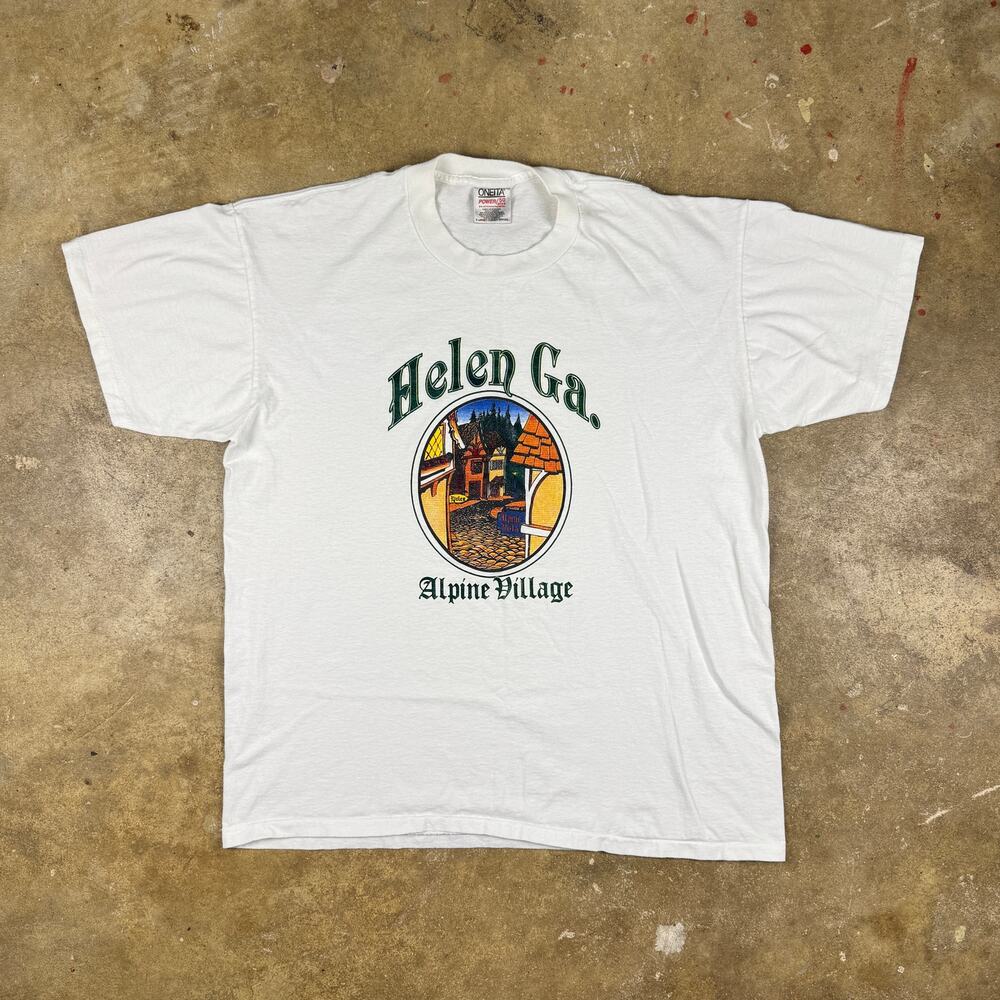 Vintage‎ Helen GA Alpine Village Oktoberfest T-Shirt Men’s XL White 90s Oneita
